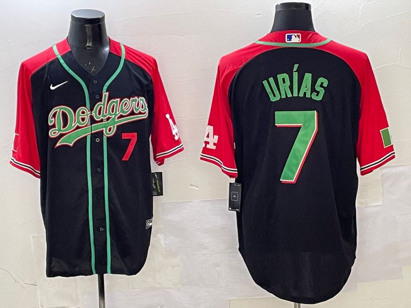 Men Los Angeles Dodgers #7 Urias Black red Game 2025 Nike MLB Jersey style 320